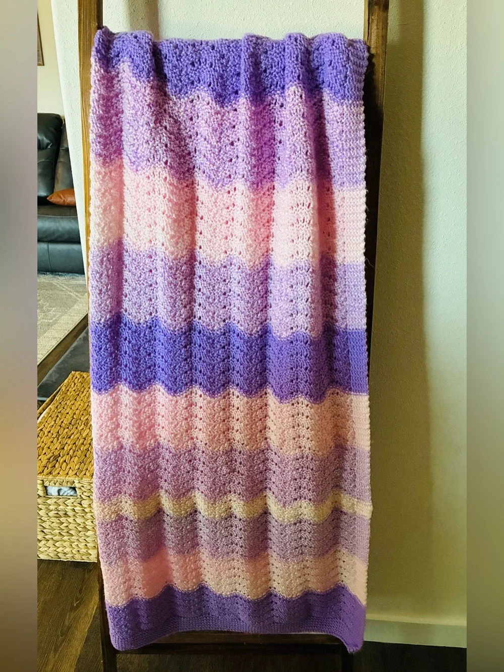 Cozy Purple & Pink Crochet Throw Blanket - Home Accents